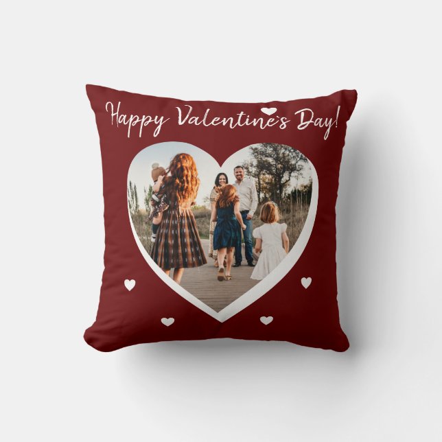 Coussin Saint Valentin`s day Heart Family Photo Script (Recto)