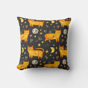 Coussin Saint Valentin sans couture motif avec chats, étoi