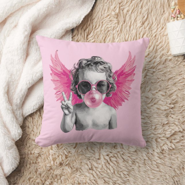 Coussin Saint-Valentin soufflant bulle Cupidon Saint-Valen (Couverture)