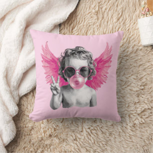 Coussin Saint-Valentin soufflant une bulle Cupidon Saint-V