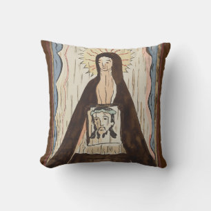 Coussin Saint Veronica Jésus face à la peinture vintage