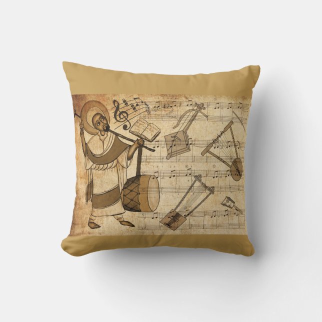 Coussin Saint Yared et les instruments de musique éthiopie (Recto)