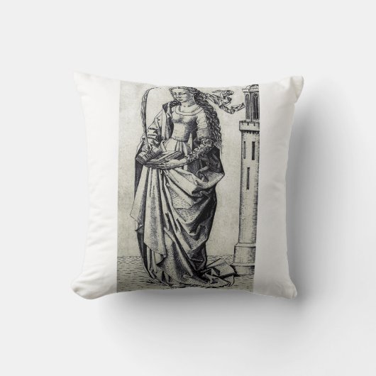 Coussin Sainte-Barbe de la Tour Art Graphique Sacré (Recto)