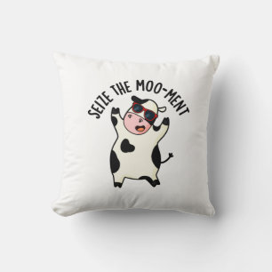 Coussin Saisir Le Mooment Funny Cow Pun