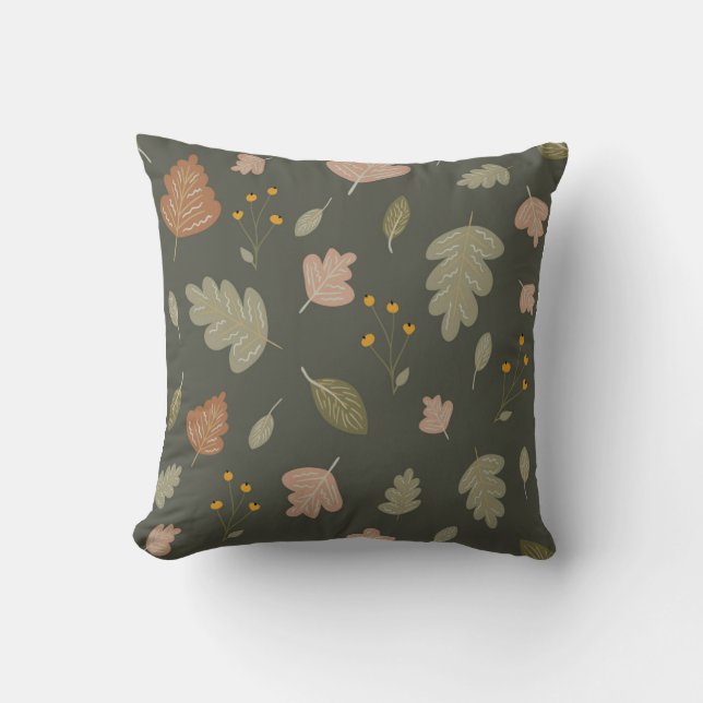 Coussin Saison d'automne avec Feuille et Plante (Recto)