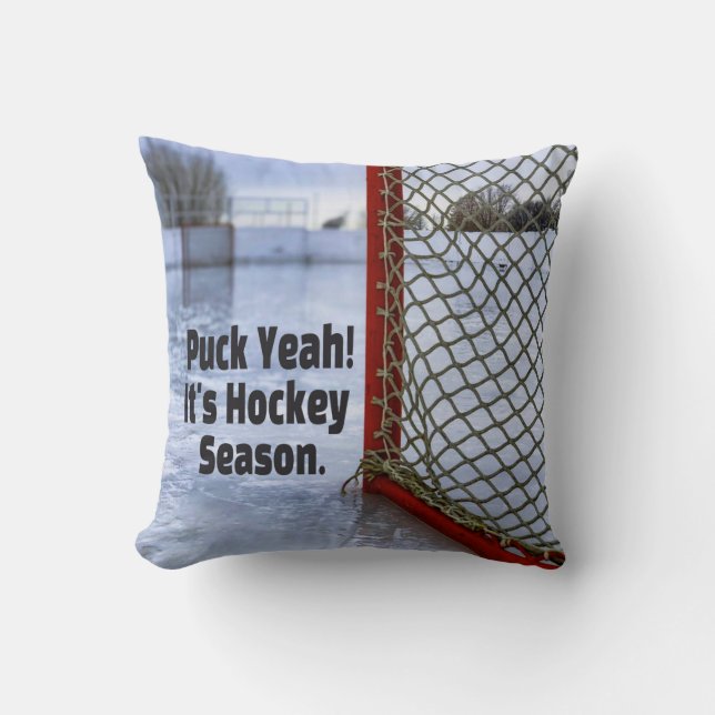 Coussin Saison de hockey glace froid drôle Humour canard (Recto)