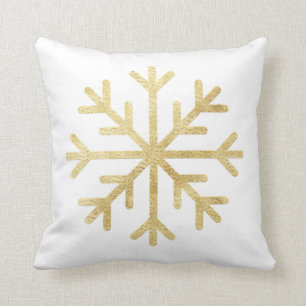 Coussin Saison de Noël des fêtes de neige Gold Snowflake