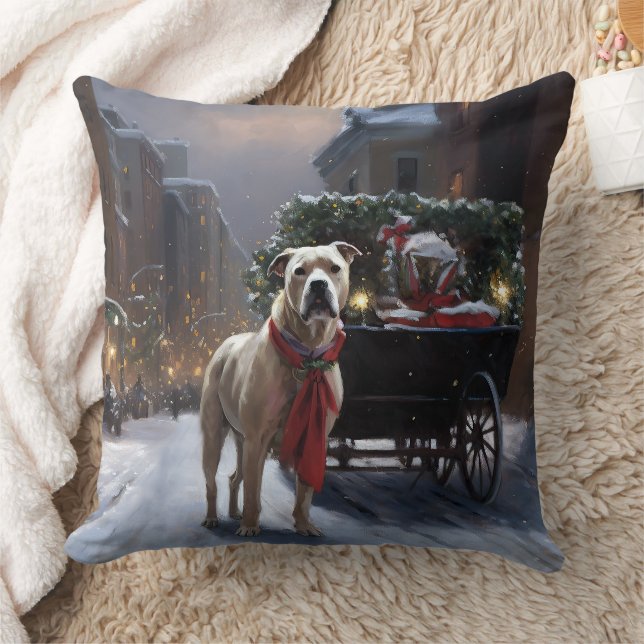 Coussin Saison de Noël du American Staffordshire (Couverture)