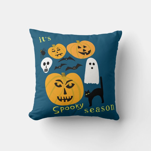 Coussin Saison éffrayante Citrouilles Ghost Bat HAPPY HALL (Recto)