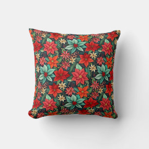Coussin Saison Noël Boho Poinsettia Design
