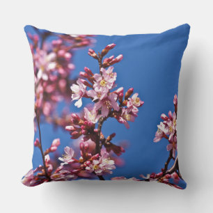 Coussin Sakura Cerisiers en Fleur Touchant le Bleu