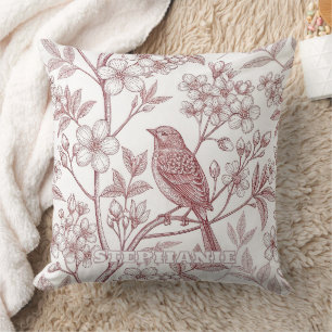 Coussin Sakura Fleur de Cerisier Vintage & Oiseau Esthéti