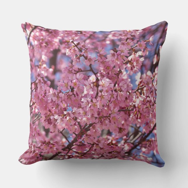 Coussin Sakura Pink Cherry Blossom Sky (Recto)