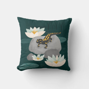Coussin Salamandre de feu de l'étang de minuit - Affiche