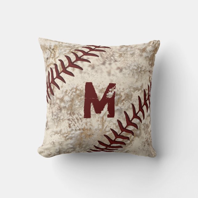Coussin sale de base-ball votre MONOGRAMME, NOMBRE (Recto)