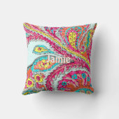 Coussin Salle de bébé fille Peacock Paisley Tangerine (Verso)