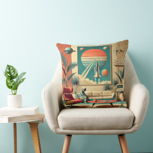 Coussin Salle de séjour familiale d'ère spatiale futuriste