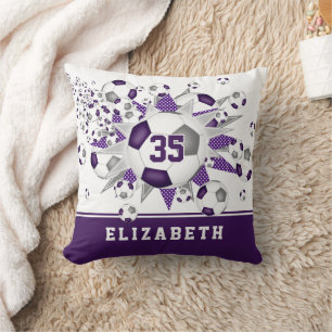 Coussin salle de sport violette filles ballon de football 