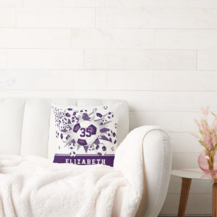 Coussin salle de sport violette filles ballon de football