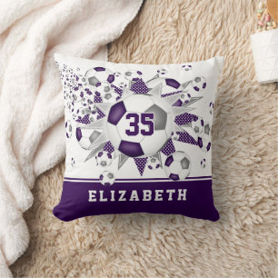 Coussin salle de sport violette filles ballon de football