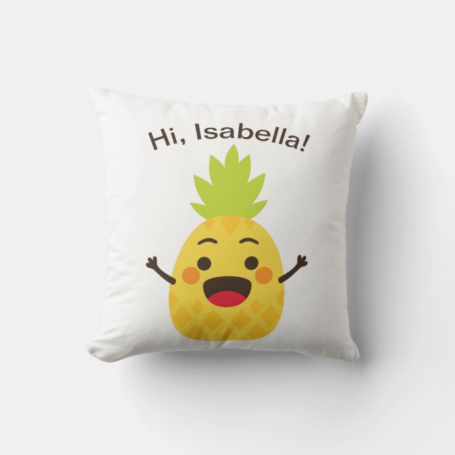 Coussin Salut les amis ! Illustration d'ananas (Recto)