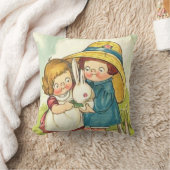 Coussin Salutation vintage de Pâques d'enfants et de (Couverture)