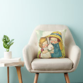Coussin Salutation vintage de Pâques d'enfants et de (Chaise)
