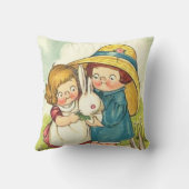 Coussin Salutation vintage de Pâques d'enfants et de (Verso)