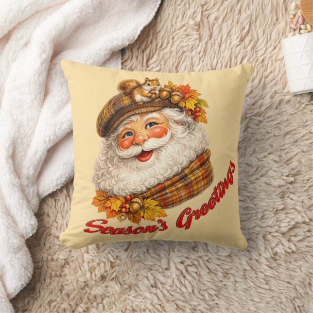 Coussin Salutations de saison - Père Noël d'automne (Couverture)
