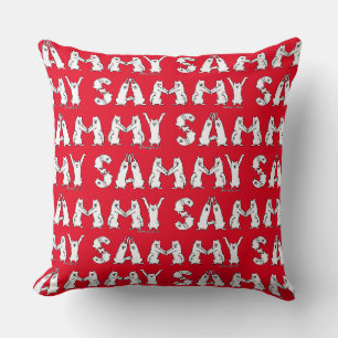 Coussin Sammy épelée en lettres Samoyed