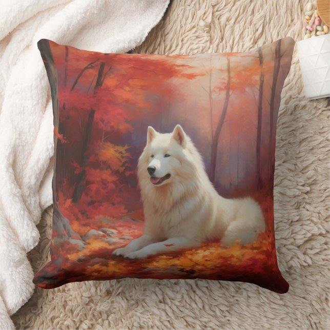 Coussin Samoyé en automne Leaves Fall Inspire (Couverture)