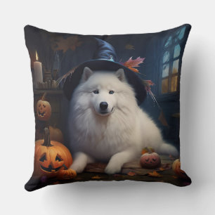Coussin Samoyed Citrouilles Halloween Effrayant