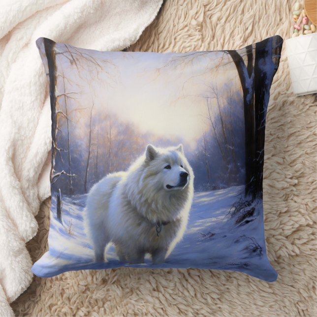 Coussin Samoyède Qu'il neige Noël (Couverture)