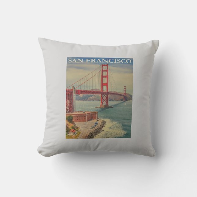 Coussin San Francisco Golden Gate Bridge Retro Vintage (Recto)