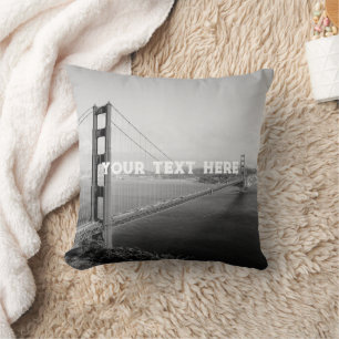 Coussin San Francisco Golden Gate noir blanc Vintage