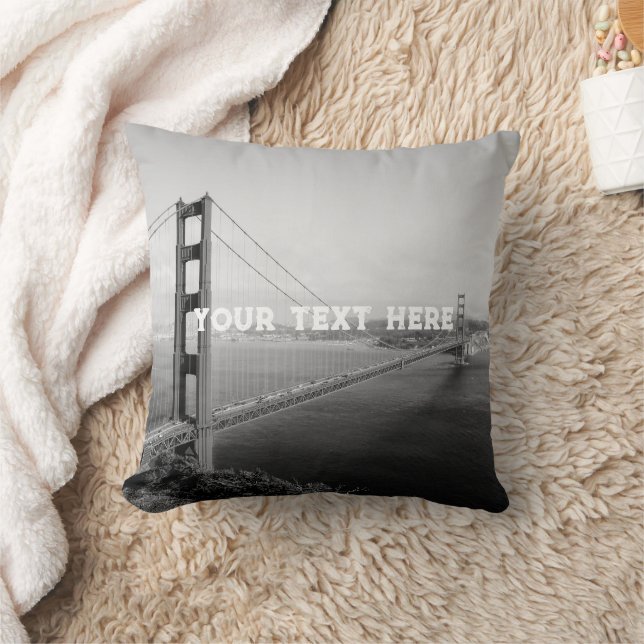 Coussin San Francisco Golden Gate noir blanc Vintage (Couverture)