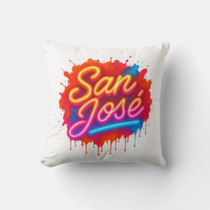 Coussin San José Retro Neon Script Street Art Splash