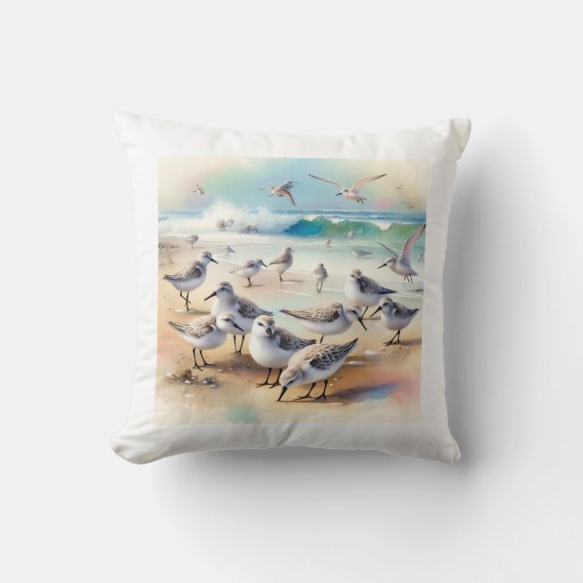 Coussin Sanderlings on the Shore AREF9410 - Watercolor (Recto)