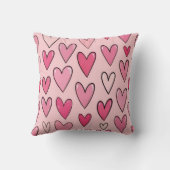 Coussin sans couture à coeurs rose pastel doux (Verso)