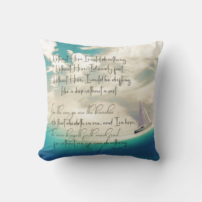 Coussin Sans Lui Hymne avec Verse Bible (Recto)