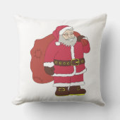 Coussin Santa Claus en rouge avec sac cadeau et lunettes (Recto)