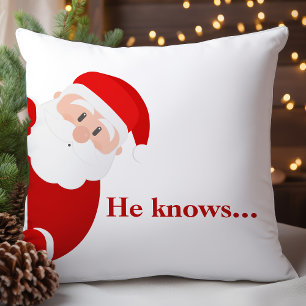 Coussin Santa Claus Peeking Conception de vacances