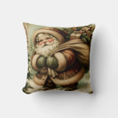 Coussin Santa Claus rétro avec cadeaux (Recto)