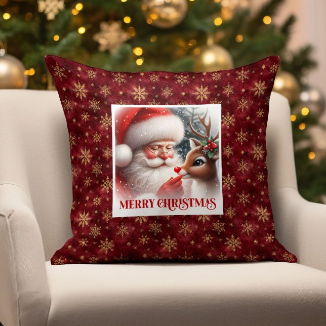 Coussin Santa Claus & Rudolph Christmas Pillow for Winter  (Santa Claus & Rudolph Christmas Pillow for Winter Cheer
)