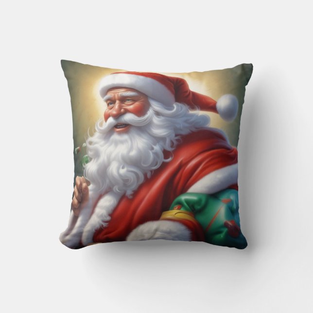 Coussin Santa Clause Joyeux Noël Bonne année (Recto)
