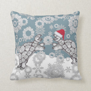 Coussin Santa Hat, Tortues et flocons de neige Noël d'hive