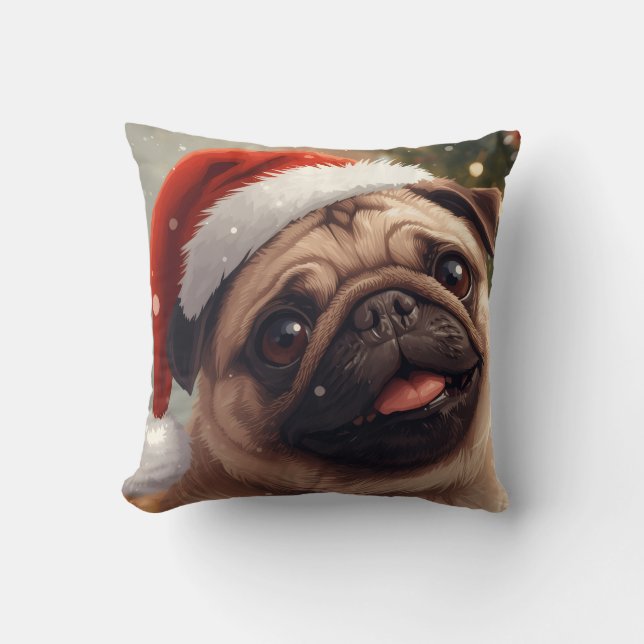 Coussin Santa Pug’s Cozy Christmas Cuddle Pillow (Recto)