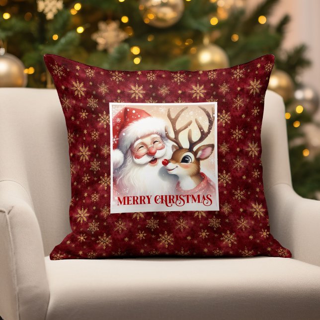 Coussin Santa Rudolph Christmas Pillow Cute Festive Glow  (Santa Rudolph Christmas Pillow Cute Festive Glow )