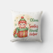 Coussin Santa’s Newest Helper Christmas Cute Elf Gift Box (Recto)