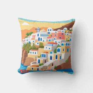 Coussin Santorin, Grèce Art Imprimer Jeu d'oreiller